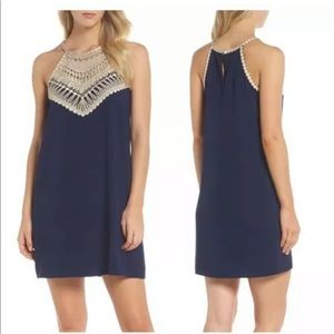 Lilly Pulitzer Navy Blue Dress with Cream Accents